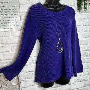 Style & Co Grape Bell Sleeve Thick Knit Sweater Size Medium